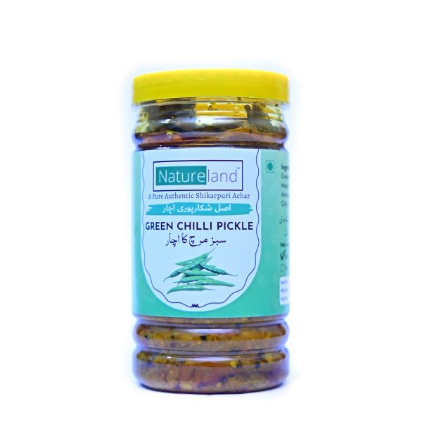 Natureland Shikarpuri Green Chilli Pickle in Oil 500g